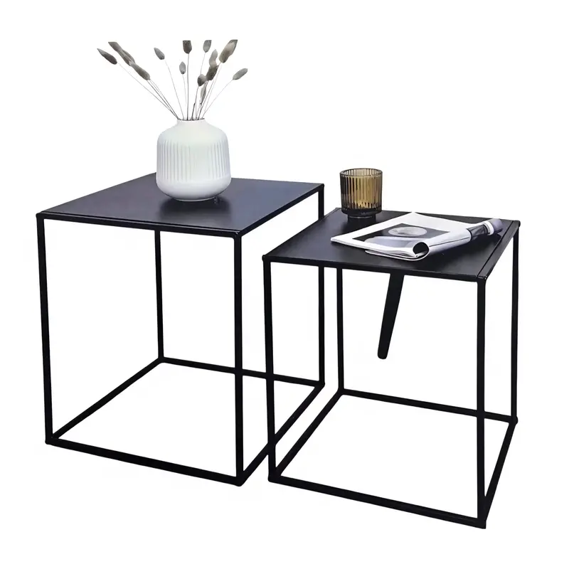 Konfort Black Nesting Side Tables – Set Of Two Metallic Units 1