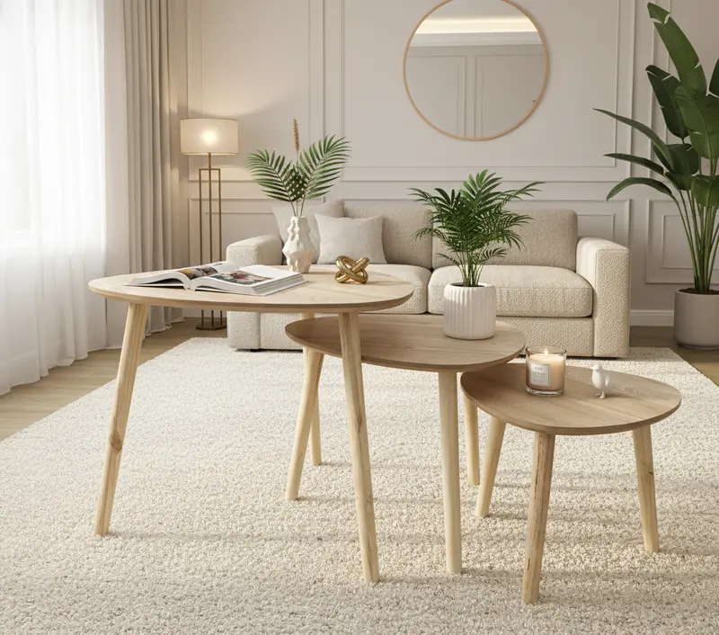 Konfort Trio Of Stackable Wooden Side Tables 1