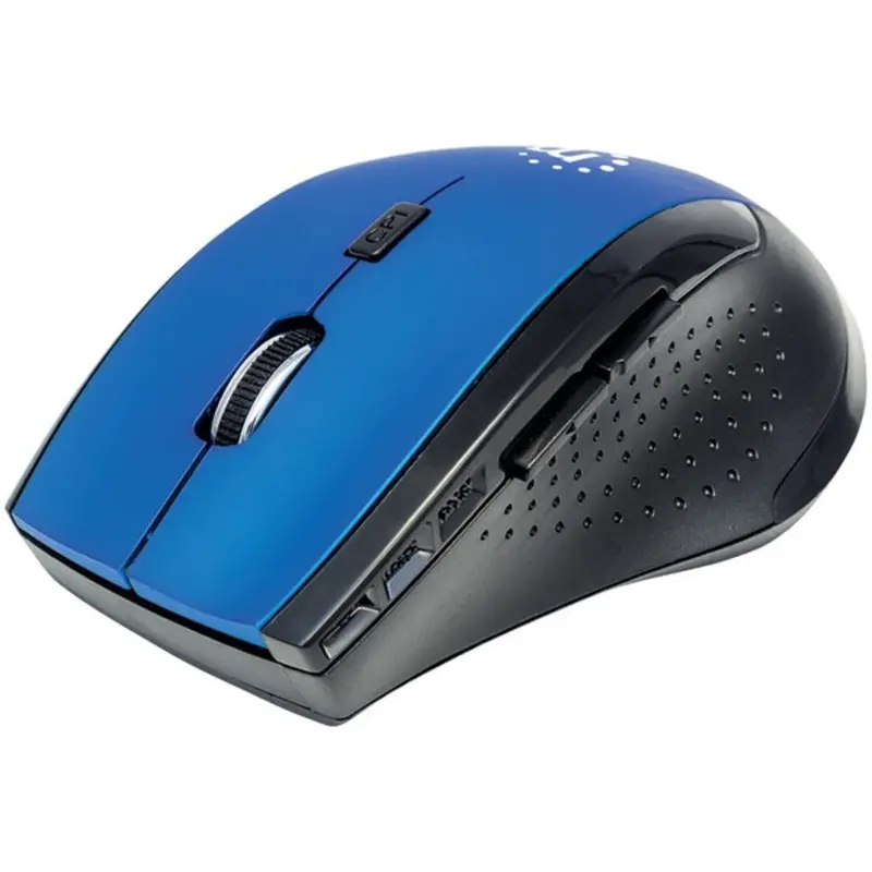 Manhattan Curve Wireless Optical Mouse — Stylish Blue-And-Black Configuration 1