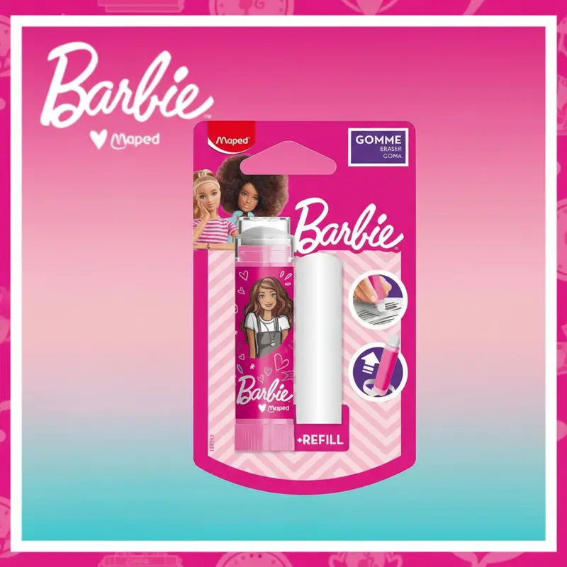 Maped Barbie Themed Tube Eraser – Fun Shape & Soft Grip 1