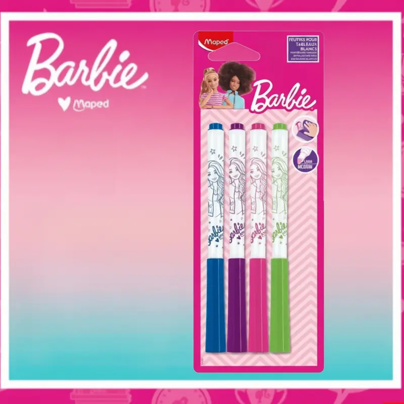 Maped Barbie Whiteboard Markers – Kid-Friendly Dry-Erase Set 1