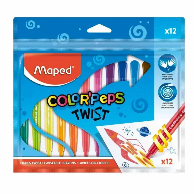 Maped Color'Peps Twistable Crayons – 12-Count No-Sharpen Set 1