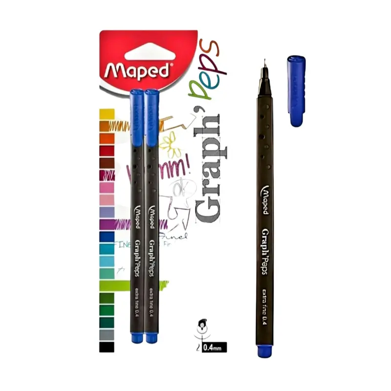 Maped Graph'Peps Fine-Line Pens (0.4 Mm) – 2-Pack, Blue Ink 1