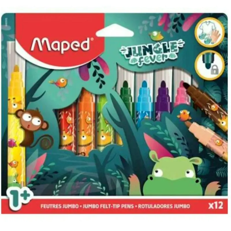 Maped Jungle Fever Jumbo Felt Tip Pens – 12-Count Art Set 1