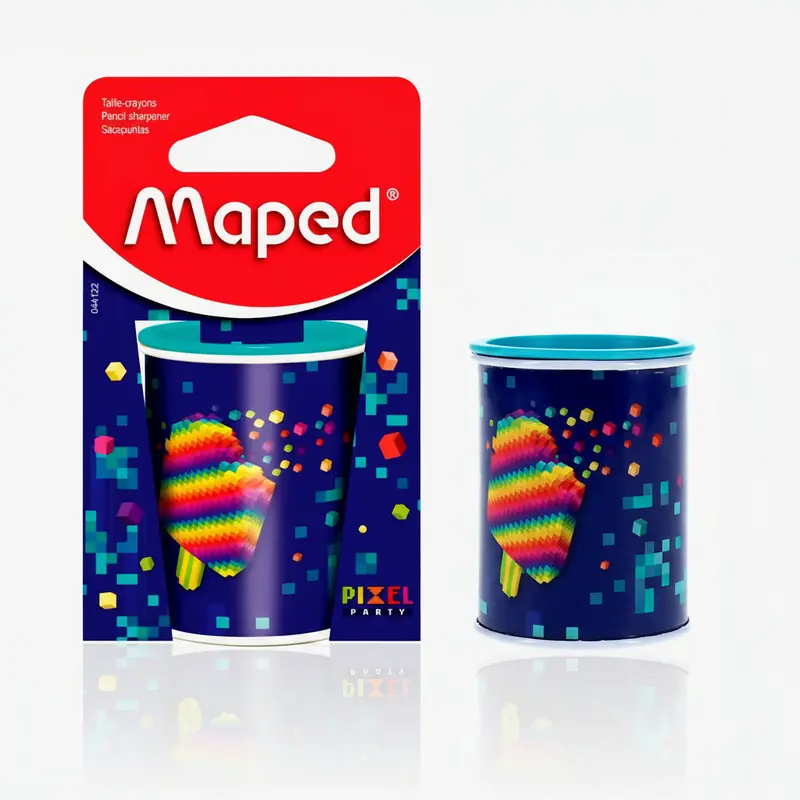 Maped Pixel Party Dual-Hole Sharpener Can – Fun Design 1