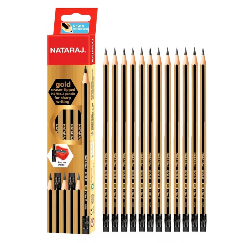 Nataraj Gold Erasable Hb #2 Pencils With Built-In Sharpener 1
