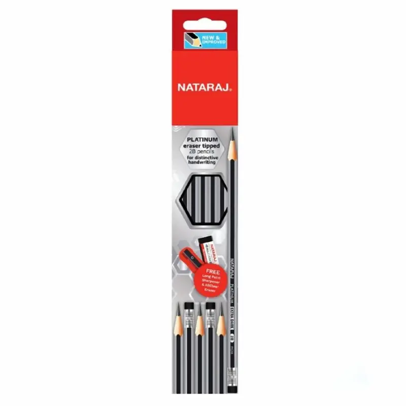 Nataraj Premium 12-Pack Pencils With Platinum-Tipped Erasers + Free Sharpener 1