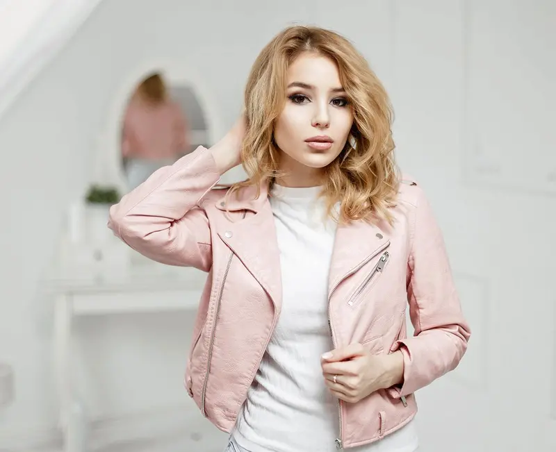 Neckline Accent Pink Jacket – Asymmetrical Collar Design 1