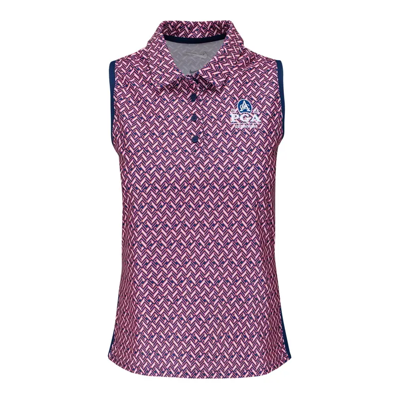 Nike Women'S 2026 Pga Championship Sleeveless Victory Print Polo – Midnight Navy & White 1
