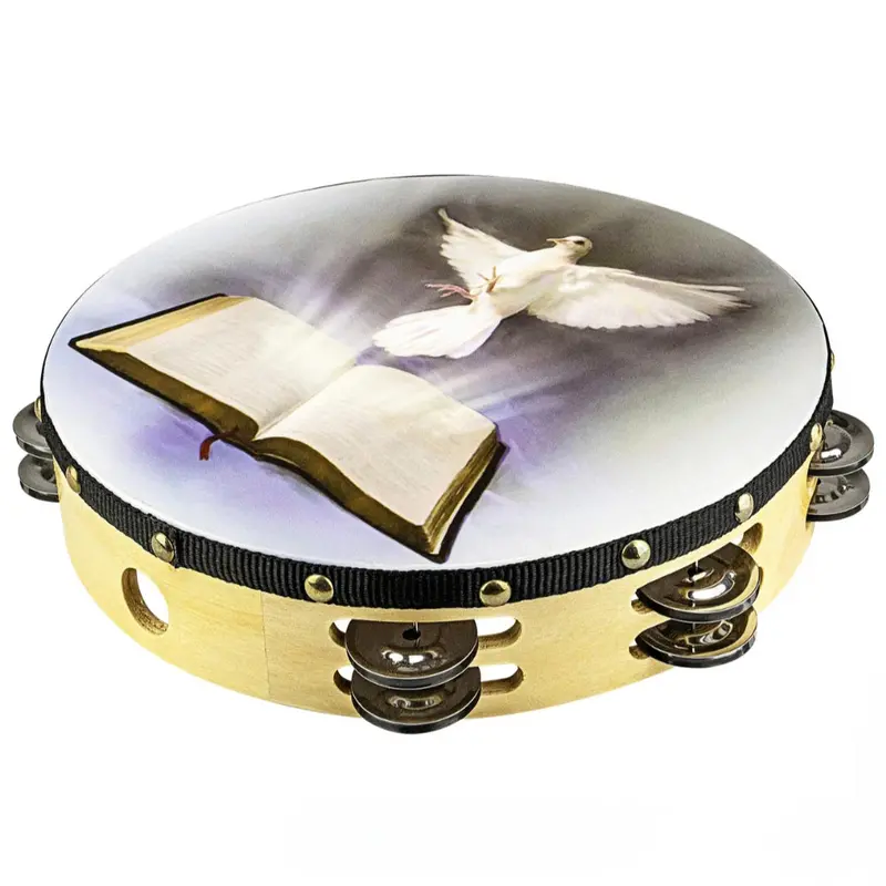 Nippon America 10" Holy Spirit Tambourine – Soft Gray Finish 1