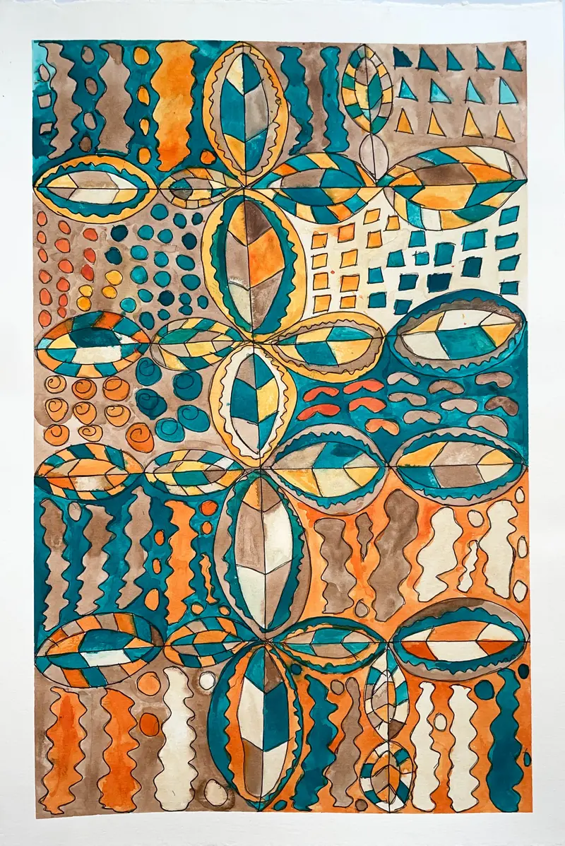 Orange And Blue Dynamic Freestyle Piece By Rodney Hudson 1