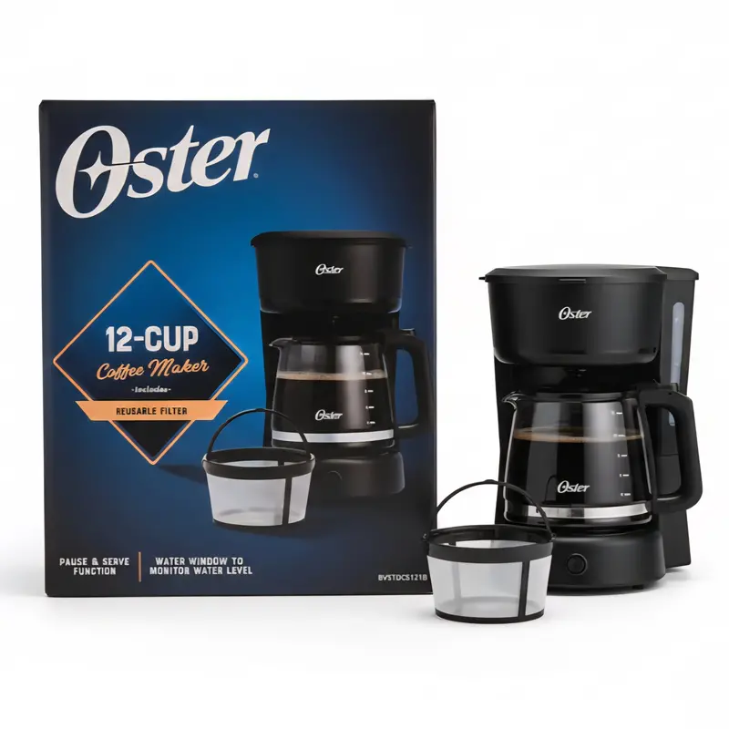 Oster 12-Cup Programmable Coffee Maker With Glass Carafe – Matte Black 1