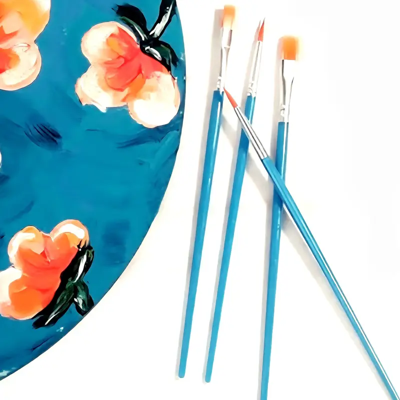 Painted By Heart Round & Flat Tip Brush Set – 4-Piece Art Kit 1