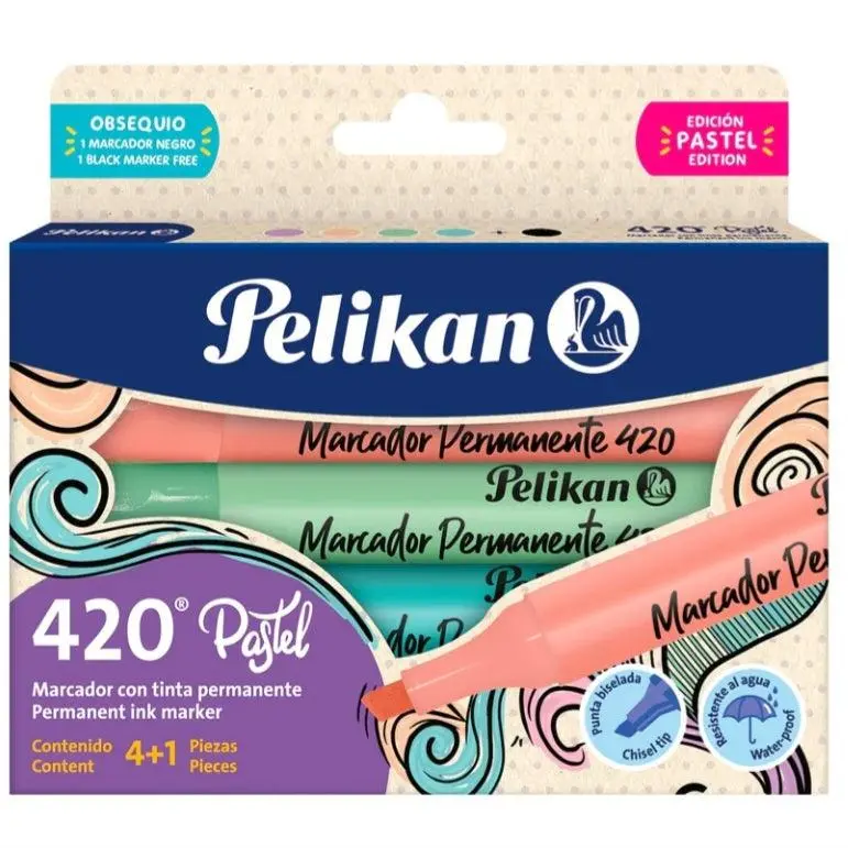 Pelikan 420® Pastel Permanent Markers Set – 4 Colors + 1 Bonus Marker 1