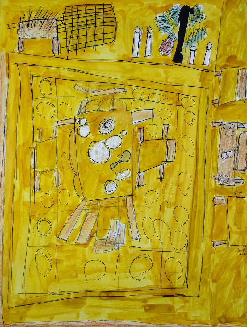 People Were Eating At The Table Scene Painting By Dennis Cenzer 1