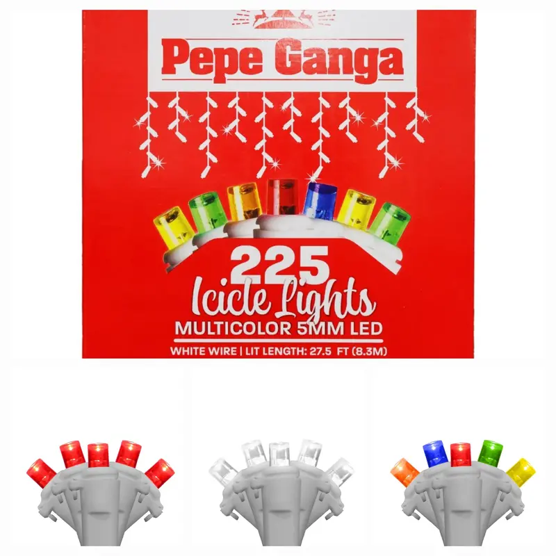 Pepe Ganga 225-Count 5Mm Warm White Led Icicle Lights 1