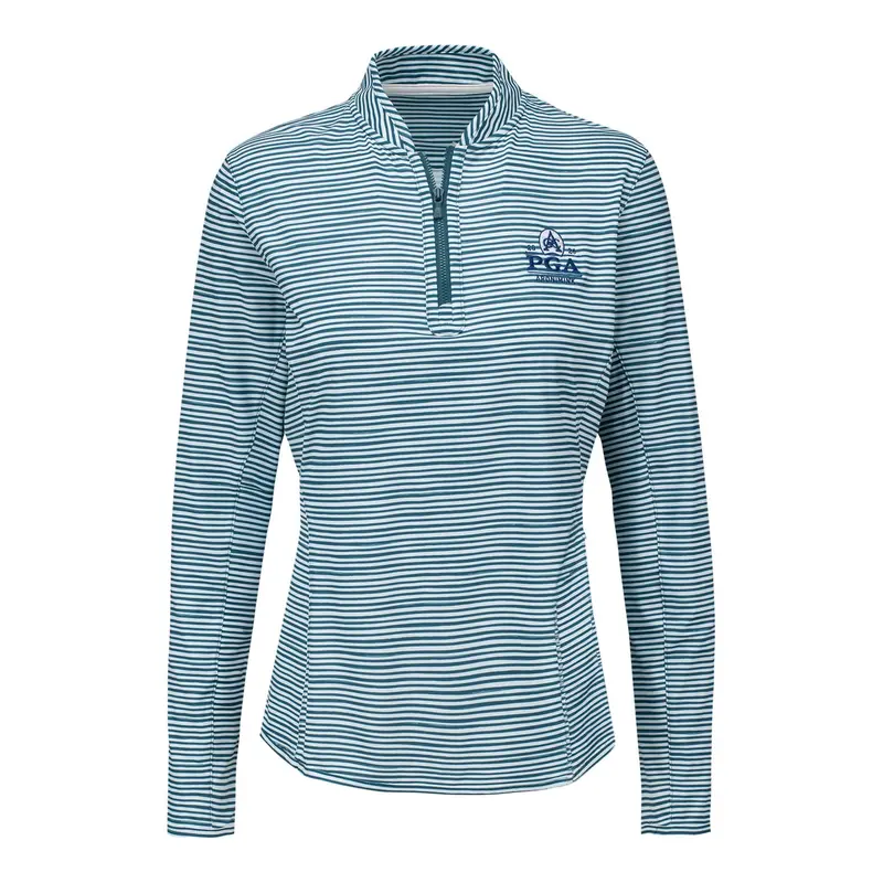 Peter Millar Women’S 2026 Pga Championship Striped Quarter-Zip Sun Shirt – Deep Jade 1