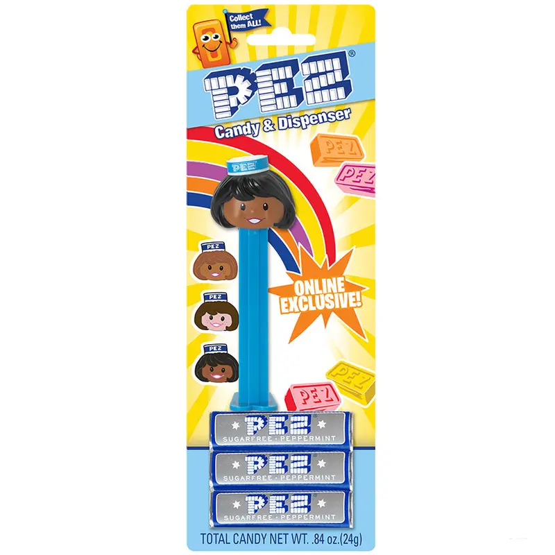 Pez Classic Presenter Girl – Peppermint Flavor (Dark Skin Tone, Black Hair) Exclusive 1