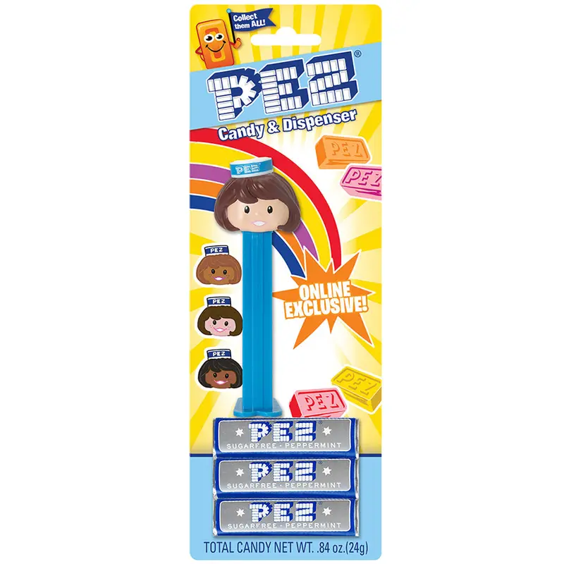Pez Classic Presenter Girl – Peppermint Flavor (Light Skin Tone, Brown Hair) Exclusive 1