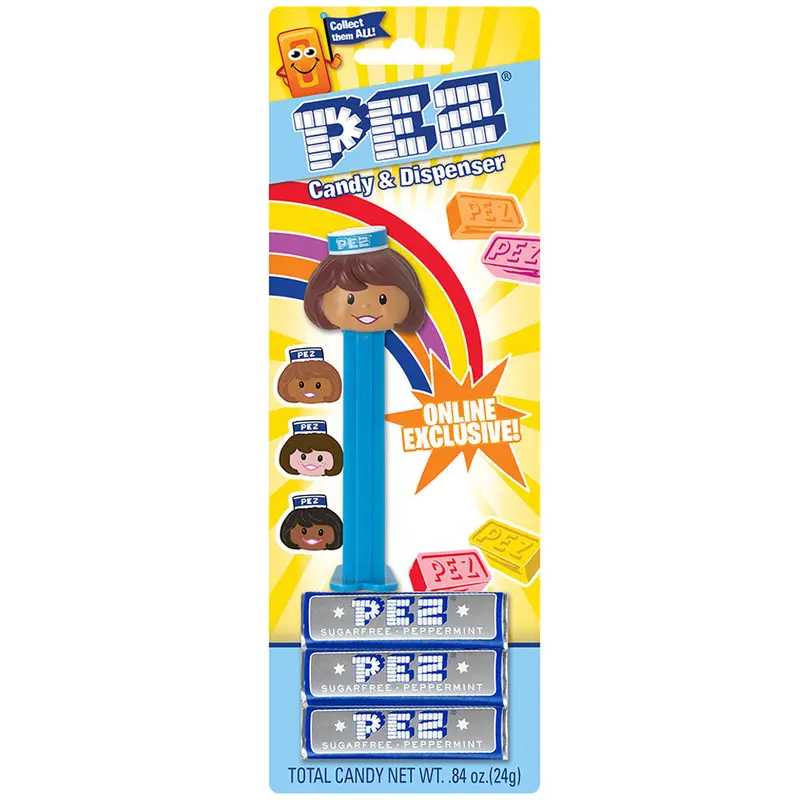 Pez Classic Presenter Girl – Peppermint Flavor (Medium Skin Tone, Brown Hair) Exclusive 1