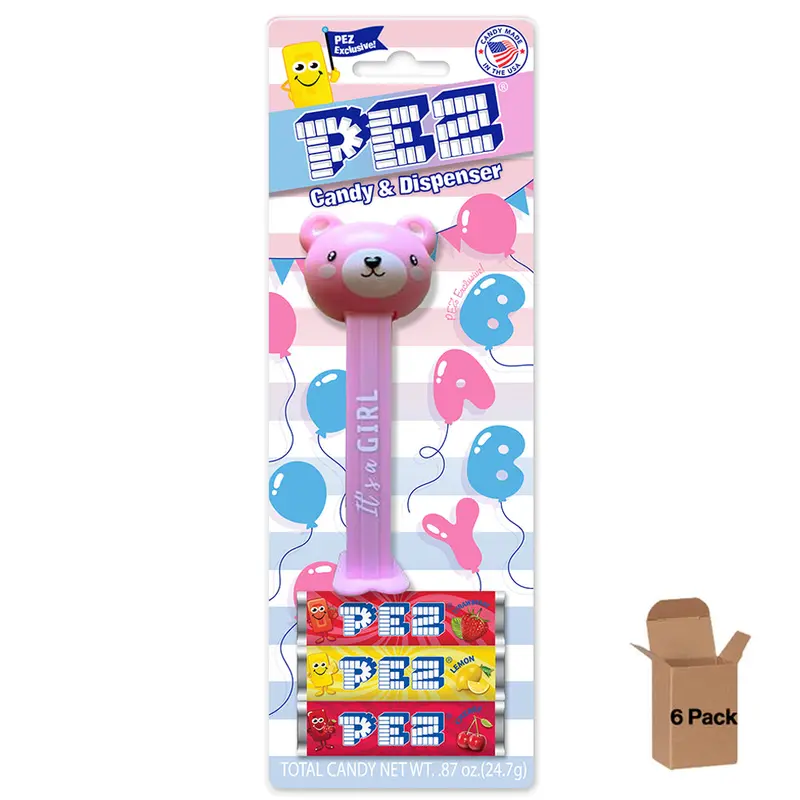 Pink Bear Pez Bundle – ‘It’S A Girl’ Theme (6-Pack) 1