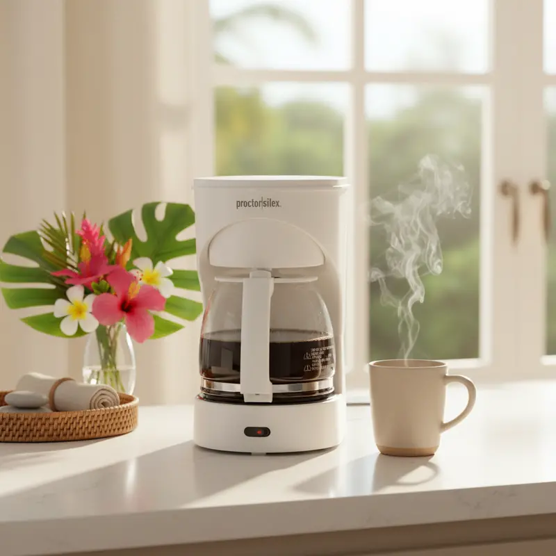 Proctor Silex 12-Cup Programmable Coffee Maker – Sleek White Design 1