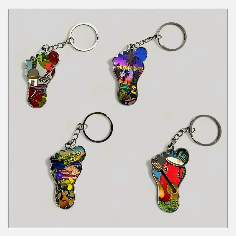 Puerto Rico Footprints Keychain – Island-Themed Souvenir With Silhouette Outline 1