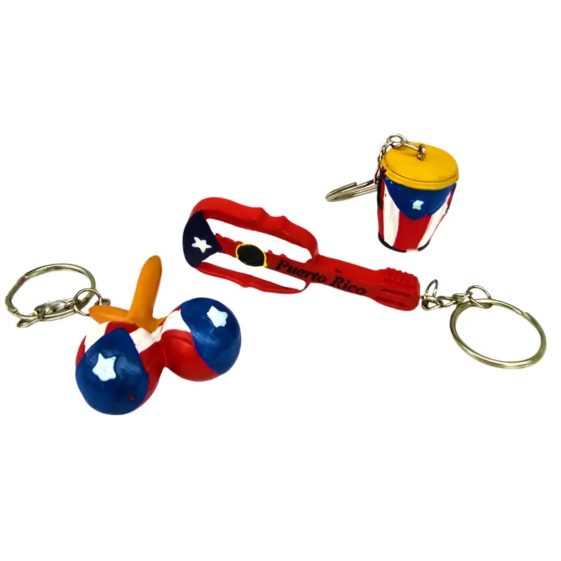 Puerto Rico Musical Instrument Keychains – Authentic Souvenir Charm Set 1