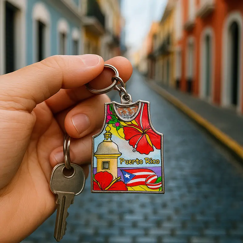 Puerto Rico T-Shirt Silhouette Keychain – Playful Graphic Souvenir Accessory 1