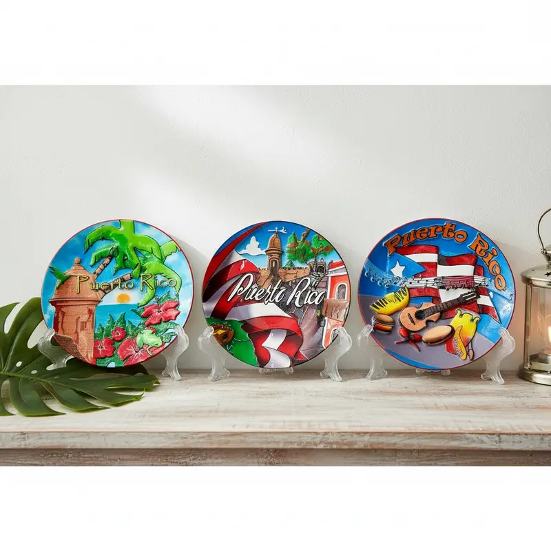 Puerto Rico Themed Decorative Resin Plates – Includes Easel Stand 1