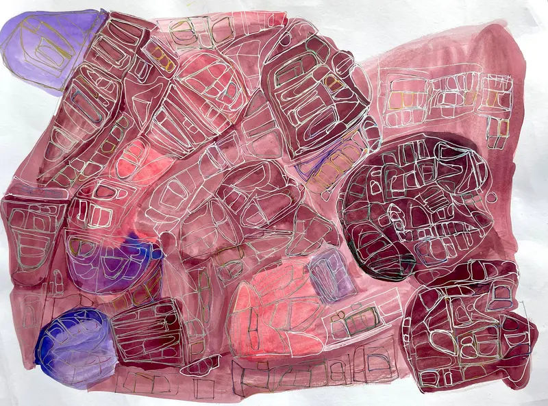 Purple And Red Abstract Study By Dameon Miller 1