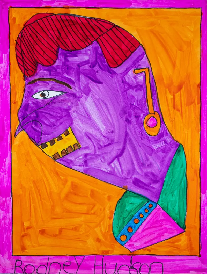 Purple Bill Hudson Abstract Portrait By Rodney Hudson 1