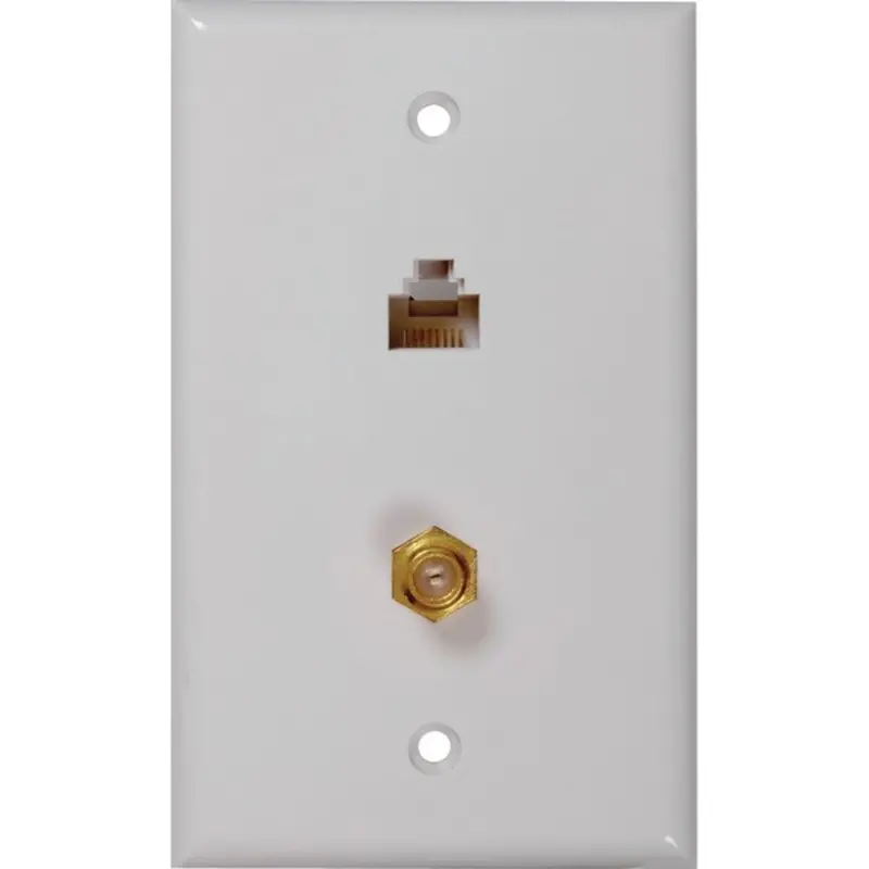 Rca Tph557R Dual-Port Wall Plate For Cat-5E/6 And F-Type Coaxial Connections 1