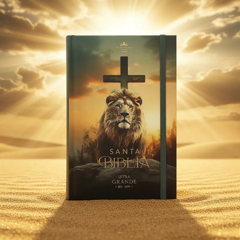 Reina Valera 1960 Holy Bible – Lion Of Judah & Cross Cover Design, 12-Point Type 1