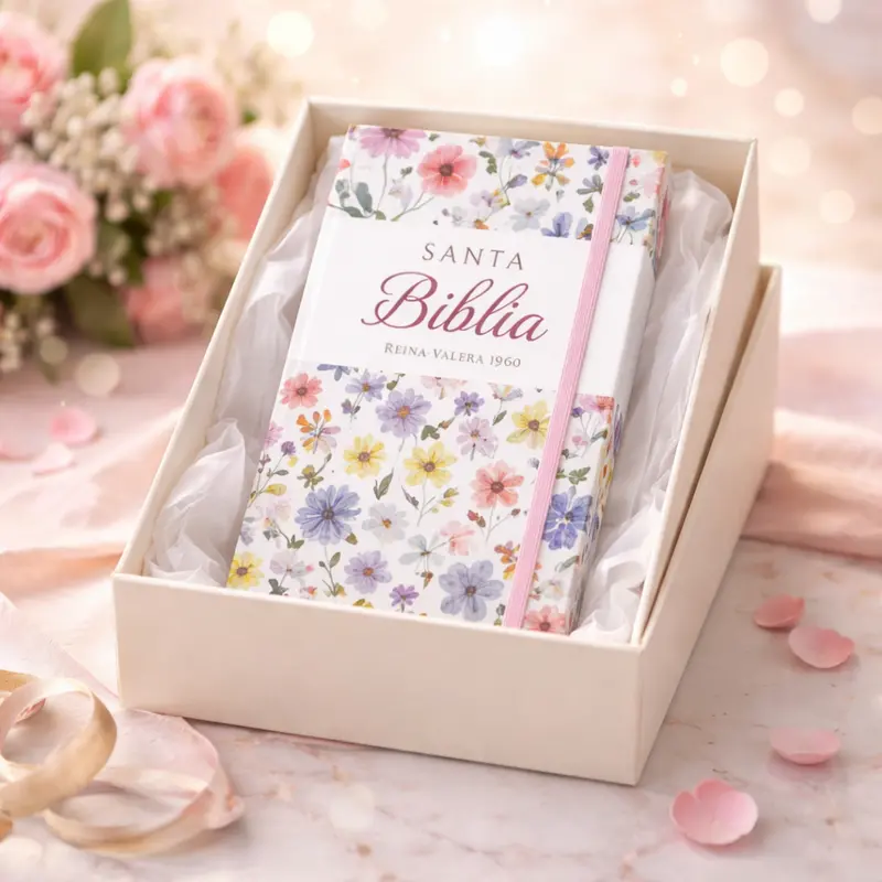 Reina Valera 1960 Holy Bible – White Floral Cover, 12-Point Clear Typography 1