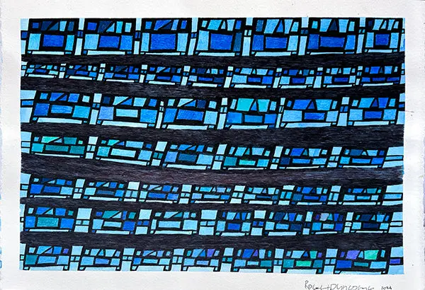 Robert Duncombe'S Untitled Abstract: Multicolored Figures On Blue Ground 1