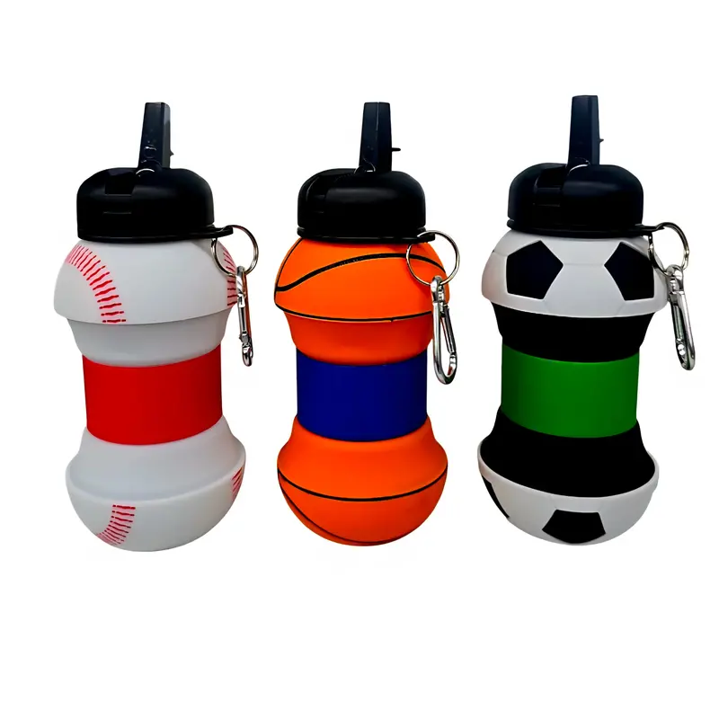 Royal Deluxe Sports-Ball-Shaped Collapsible Silicone Bottle – Clip-On Style 1