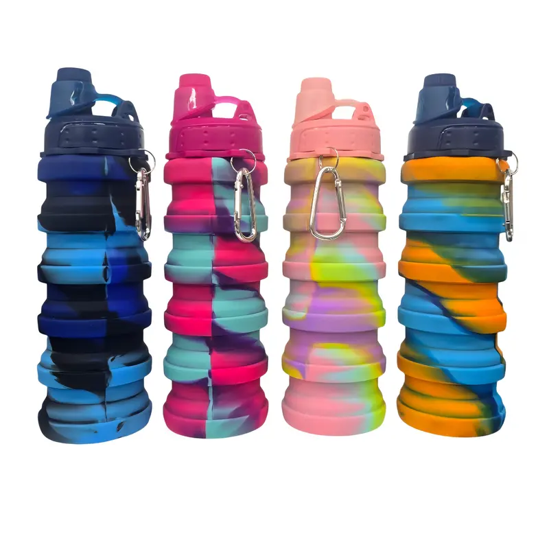 Royal Deluxe Tie-Dye Collapsible Silicone Water Bottle – Clip-On Design 1
