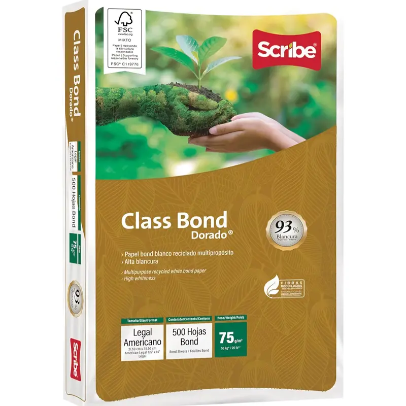 Scribe Class Bond Dorado Recycled Legal-Size Printer Paper (8.5" × 14"), 500-Sheet Pack 1