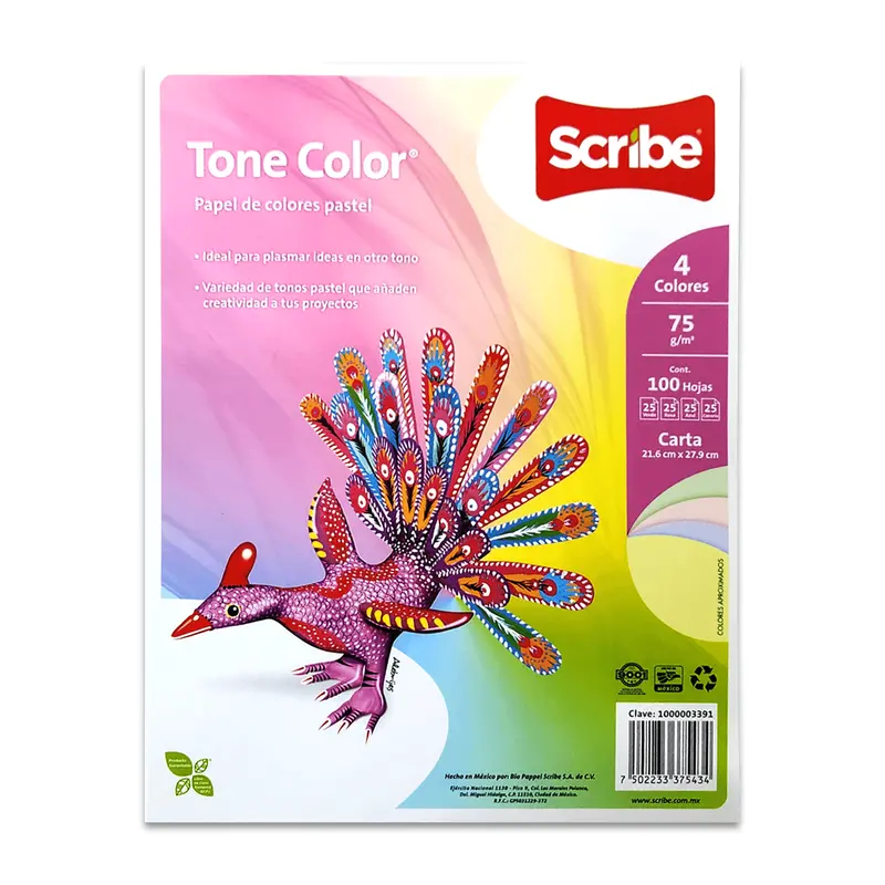 Scribe Tone Color Pastel Printing Paper (8.5×11 In, 100 Sheets, 4 Colors) 1