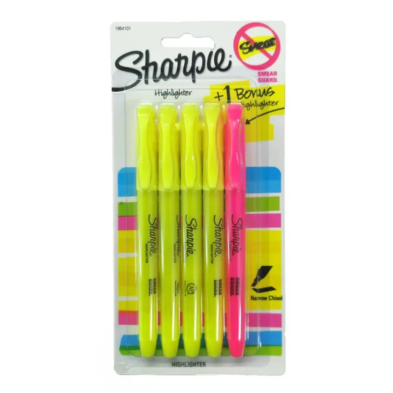 Sharpie Pocket Highlighters – Bright Yellow & Pink, 5-Piece Set 1
