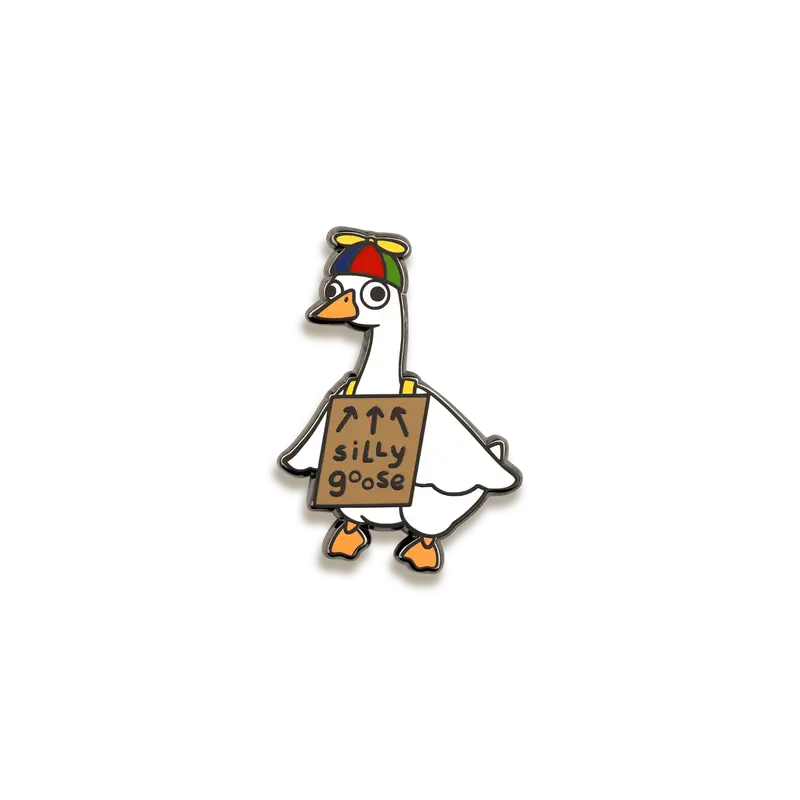 Silly Goose Enamel Pin – Toku Arts Playful Illustration 1