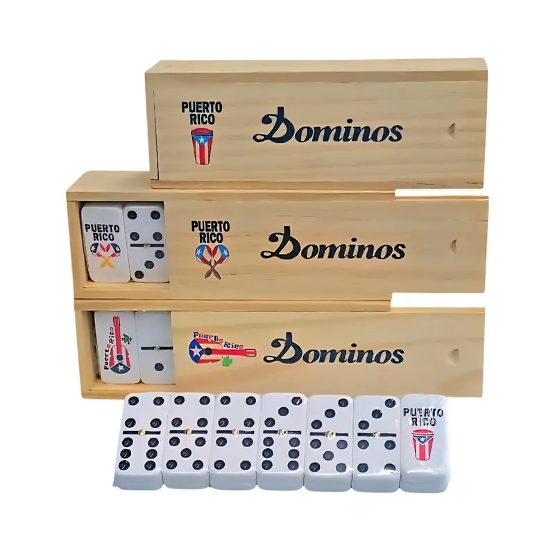 Standard Wooden Domino Set – Puerto Rico–Inspired Embossed Box 1