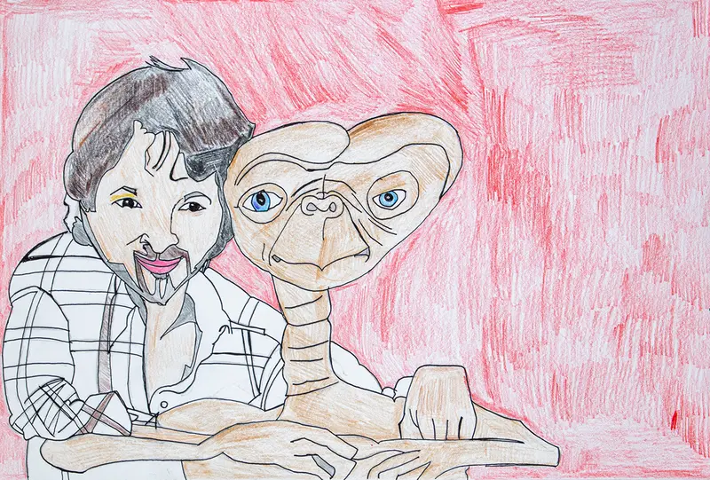 Steven Spielberg And E.T. Pop Culture Tribute By Dwayne Curry 1