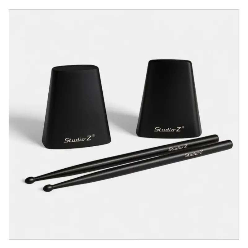 Studio Z Set Of Six 6" Hand-Held Cowbells With Matching Drumsticks – Professional Latin Percussion Kit 1