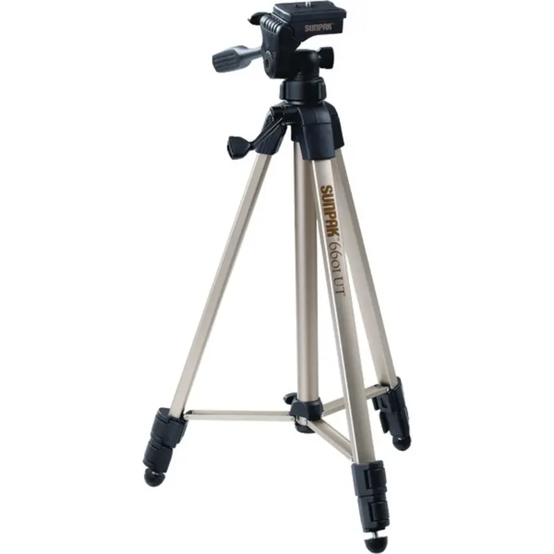 Sunpak 620-060 3-Way Pan Head Tripod – Compact Folded Size, Includes Dual Quick-Release Plates 1