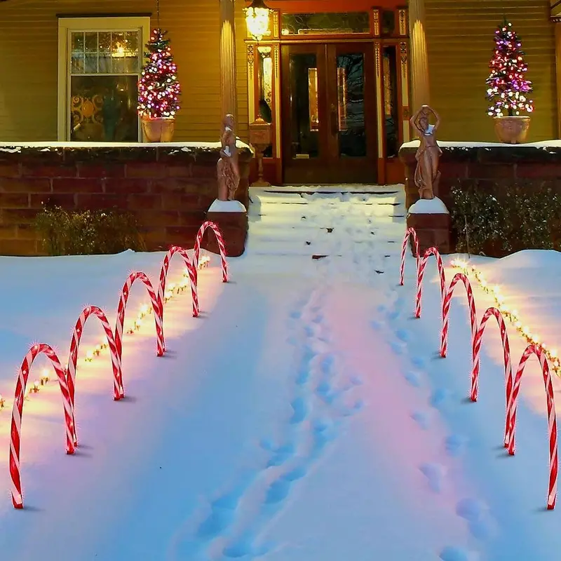 Three Lighted Candy Cane Archway Set – Festive Walk-Through Christmas Display 1