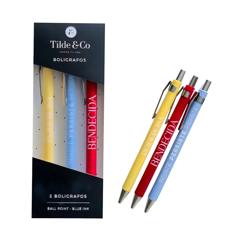 Tilde & Co. 3-Pack Inspirational Blue Ballpoint Pens 1