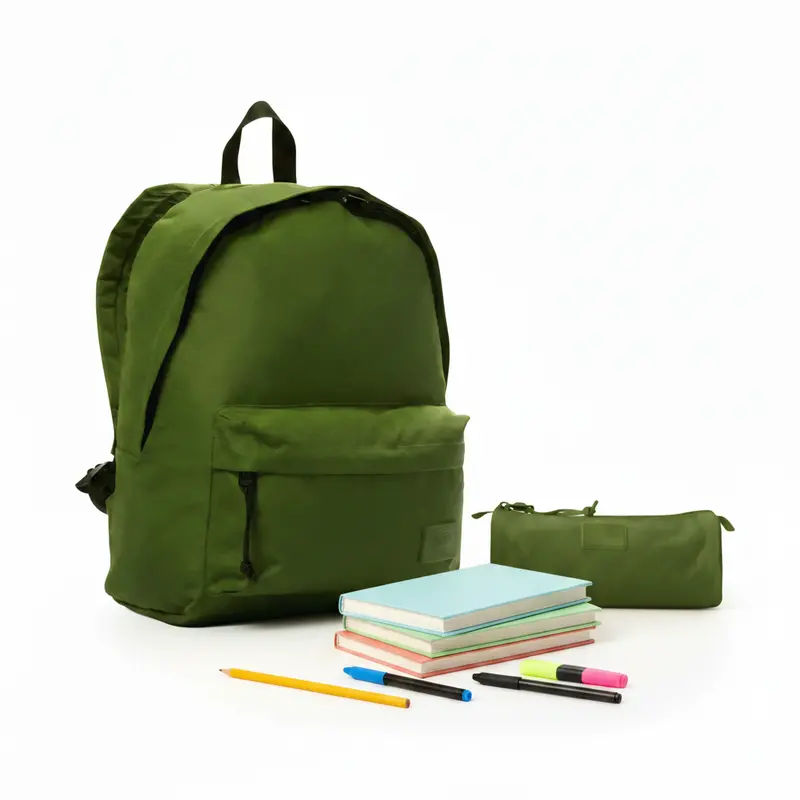 Totto Kalex School Backpack + Pencil Pouch – Khaki 1