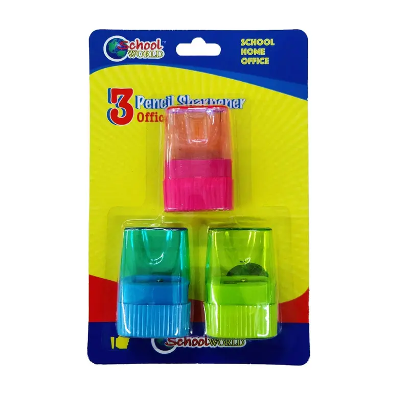 Tri-Color Neon Pencil Sharpener Set For Students 1